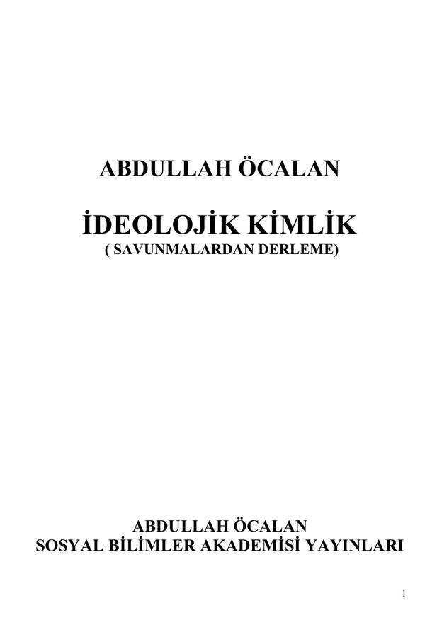 İdeolojik Kimlik — Abdullah Öcalan kapağı