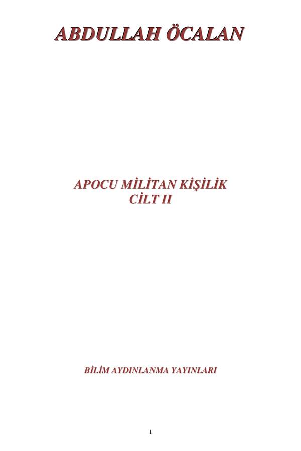 Abdullah Öcalan — Apocu Militan Kişilik Cilt 2 kapağı