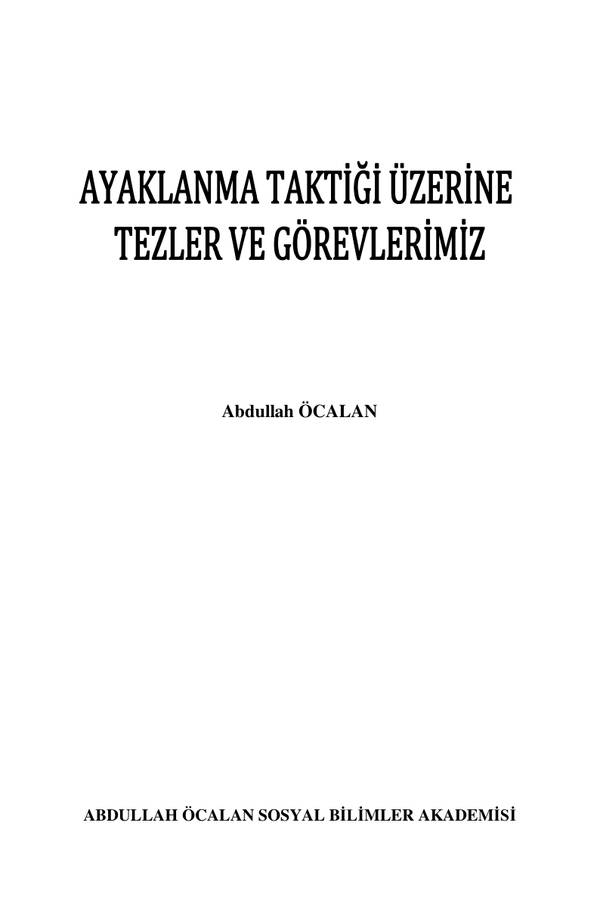 Abdullah Öcalan — Ayaklanma Taktiğine Göre Tezler ve Görevlerimiz kapağı