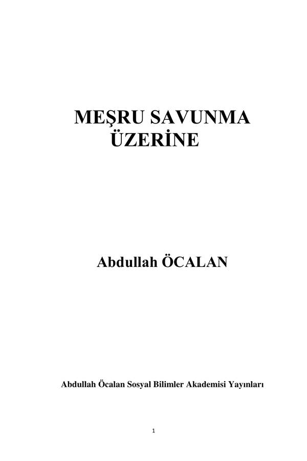 Abdullah Öcalan — Meşru Savunma Üzerine kapağı
