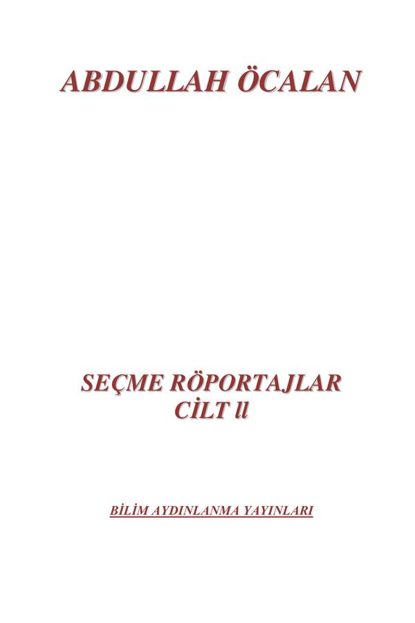 Abdullah Öcalan — Seçme Röportajlar 2 kapağı