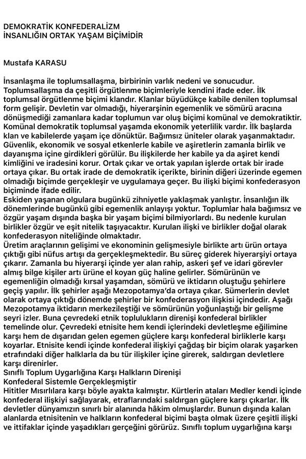 Demokratik Konfederalizm - Mustafa Karasu kapağı