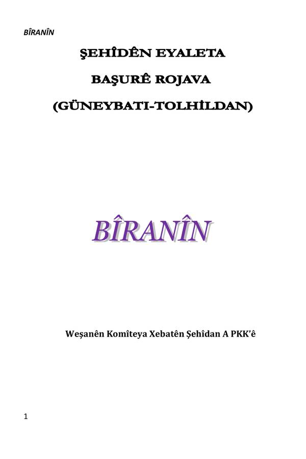 Şehîdên Eyaleta Başûrê Rojava kapağı
