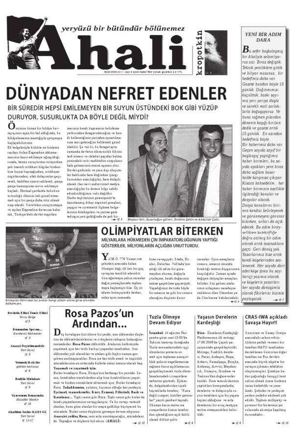 Ahali Gazetesi — Sayı 6 kapağı
