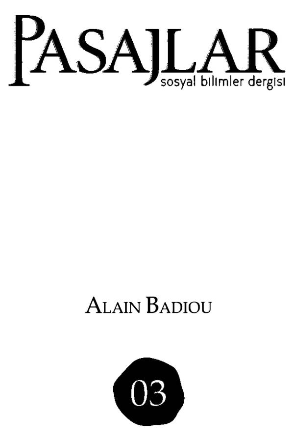 Pasajlar Sayı 3-Alain Badiou kapağı