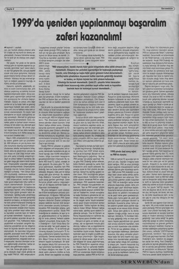 Serxwebûn — Aralik 1998. Sayı 204 kapağı