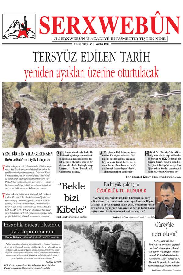 Serxwebûn — Aralik 1999. Sayı 216 kapağı