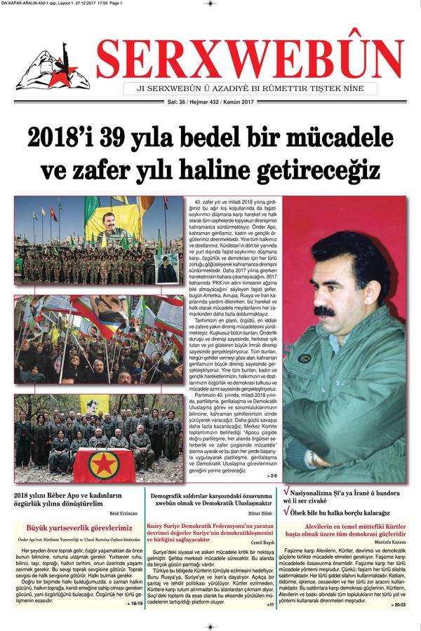 Serxwebûn — Aralik 2017. Sayı 432 kapağı