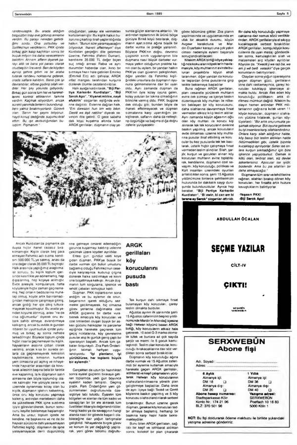 Serxwebûn — Ekim 1989. Sayı 94 kapağı