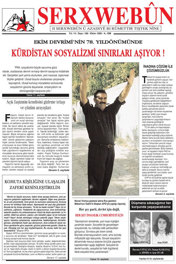 Serxwebûn — Ekim 1995. Sayı 166 kapağı