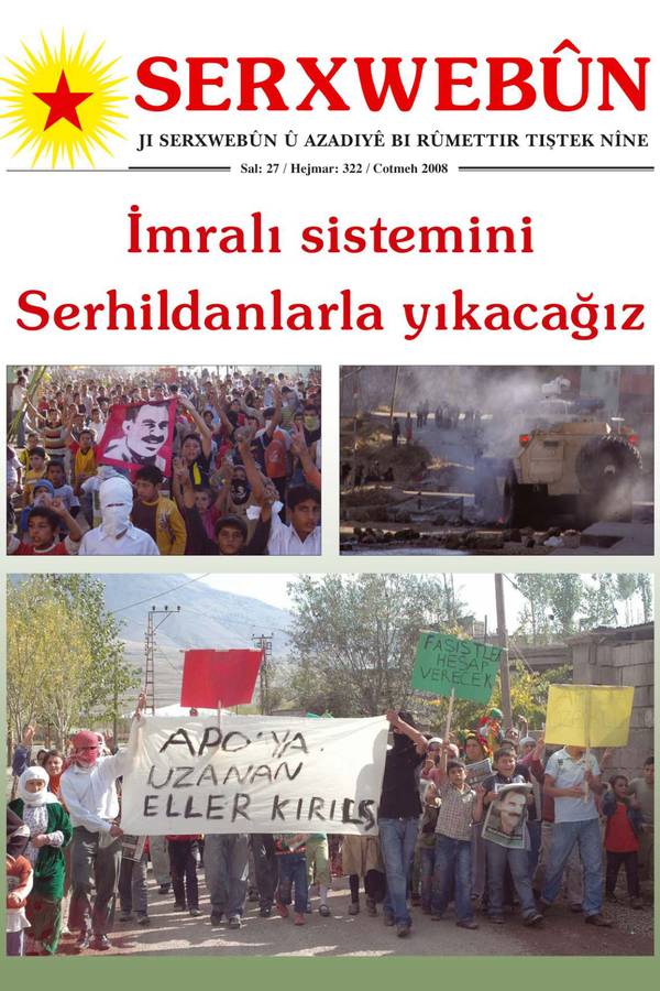 Serxwebûn — Ekim 2008. Sayı 322 kapağı