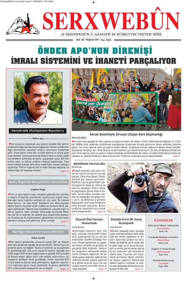 Serxwebûn — Eylül 2023. Sayı 501 kapağı