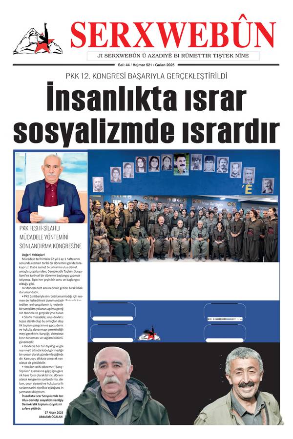 Serxwebûn — Gulan 2025. Sayı 521 kapağı