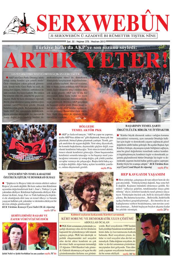 Serxwebûn — Haziran 2013. Sayı 378 kapağı