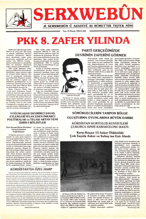 Serxwebûn — Kasim 1985. Sayı 47 kapağı
