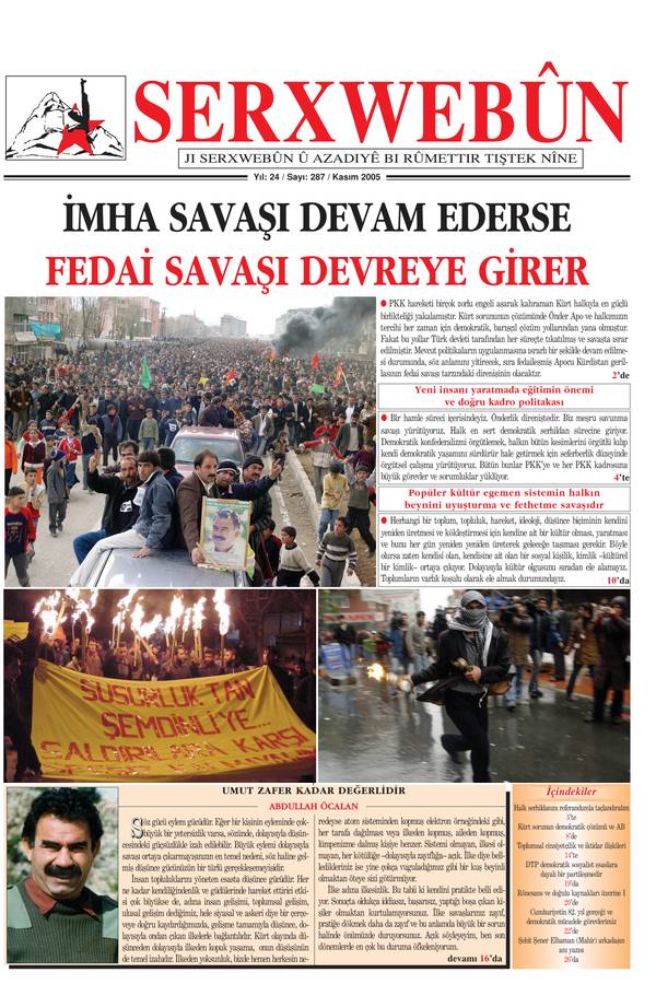 Serxwebûn — Kasim 2005. Sayı 287 kapağı