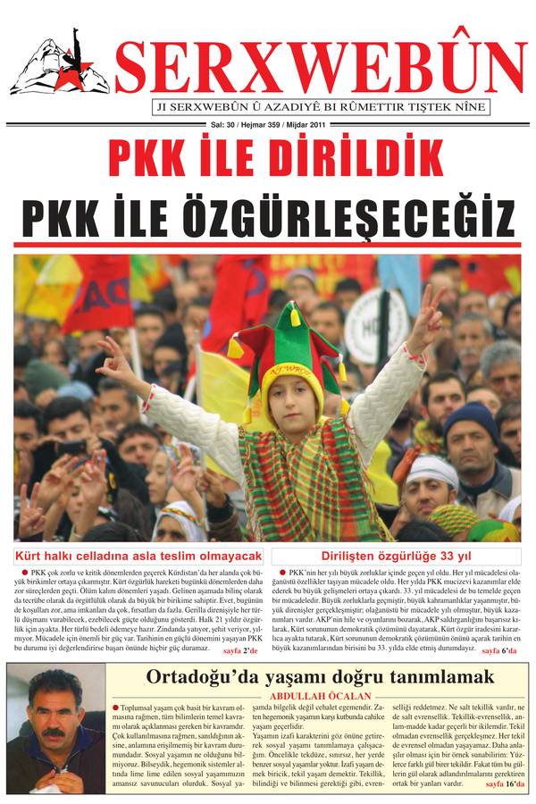 Serxwebûn — Kasim 2011. Sayı 359 kapağı