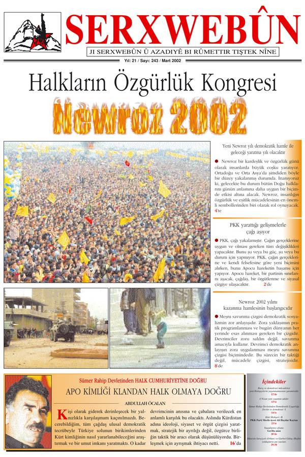 Serxwebûn — Mart 2002. Sayı 243 kapağı