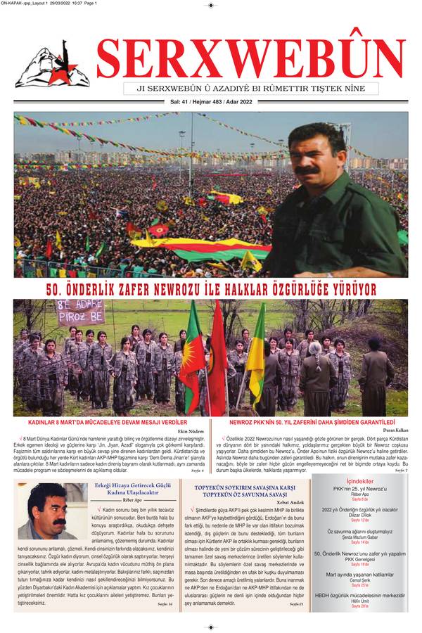 Serxwebûn — Mart 2022. Sayı 483 kapağı