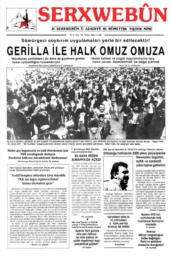 Serxwebûn — Nisan 1990. Sayı 100 kapağı