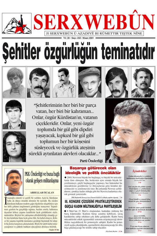 Serxwebûn — Nisan 2001. Sayı 232 kapağı