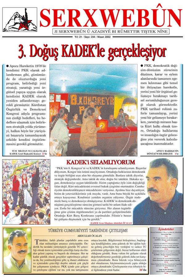 Serxwebûn — Nisan 2002. Sayı 244 kapağı