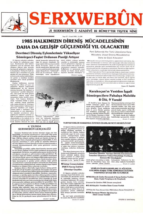 Serxwebûn — Ocak 1985. Sayı 37 kapağı