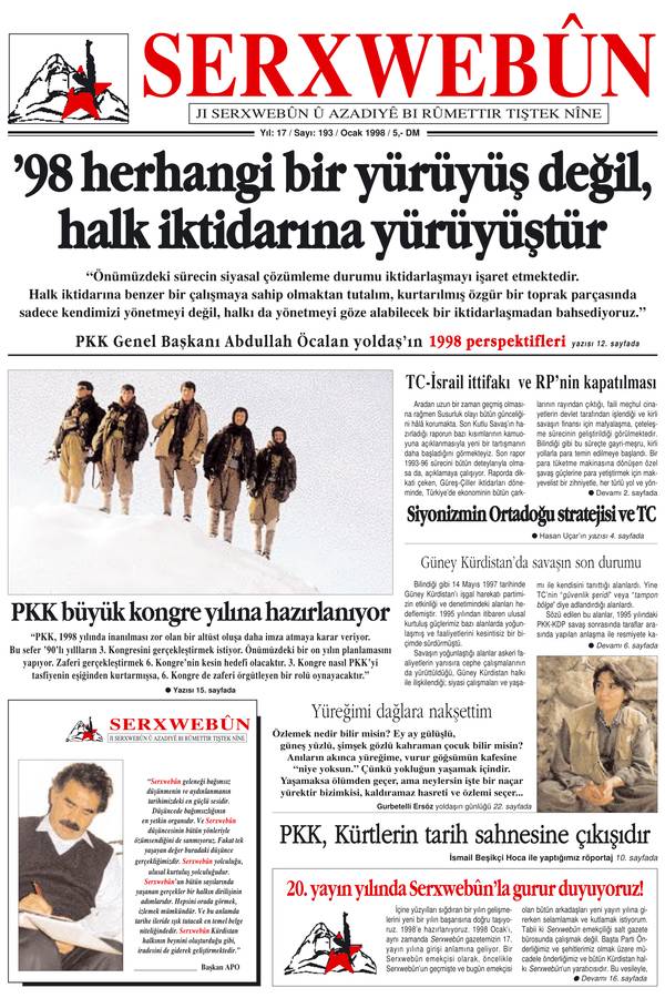 Serxwebûn — Ocak 1998. Sayı 193 kapağı