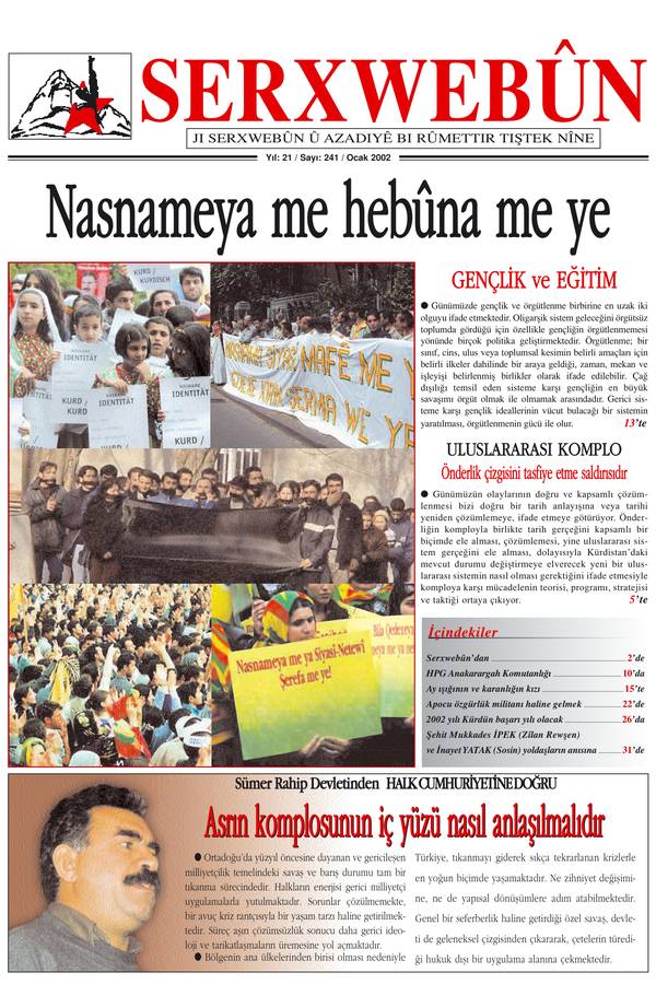 Serxwebûn — Ocak 2002. Sayı 241 kapağı