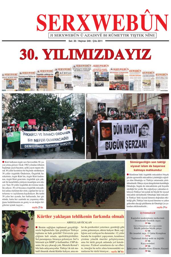 Serxwebûn — Ocak 2011. Sayı 349 kapağı