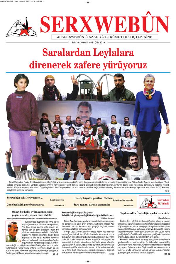 Serxwebûn — Ocak 2019. Sayı 445 kapağı