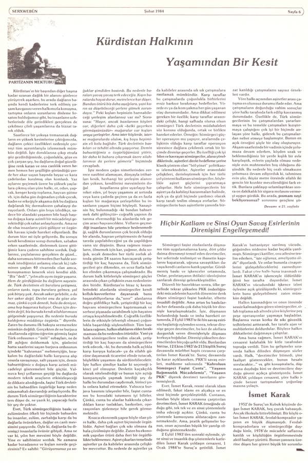 Serxwebûn — Subat 1984. Sayı 26 kapağı