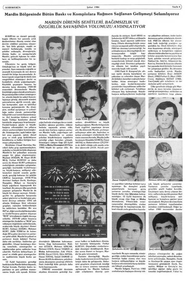 Serxwebûn — Subat 1986. Sayı 50 kapağı