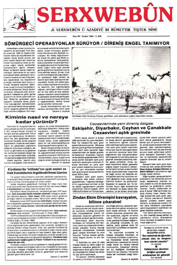 Serxwebûn — Subat 1989. Sayı 86 kapağı