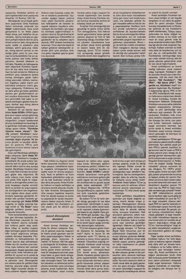 Serxwebûn — Temmuz 1991 Sayı 115 kapağı