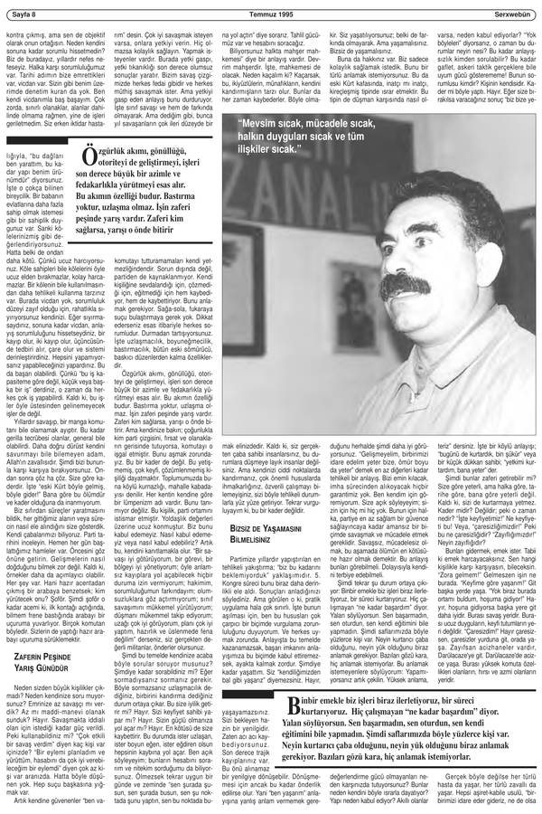 Serxwebûn — Temmuz 1995 Sayı 163 kapağı