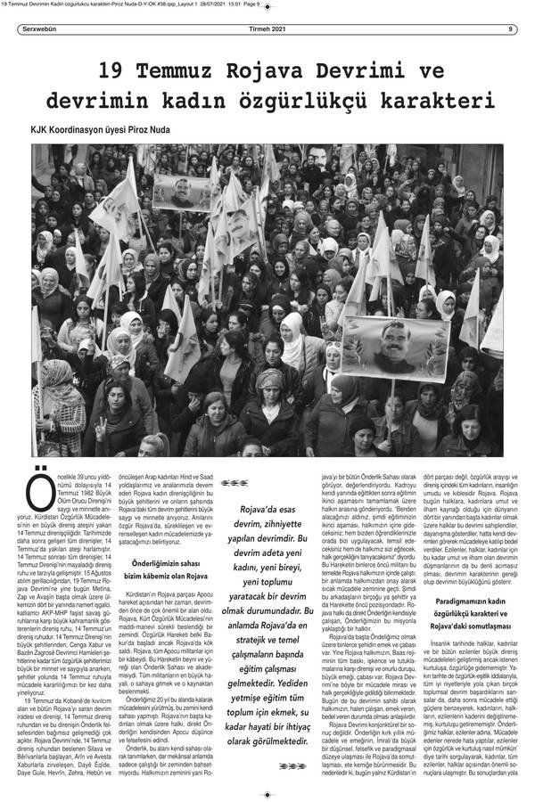 Serxwebûn — Temmuz 2021. Sayı 475 kapağı