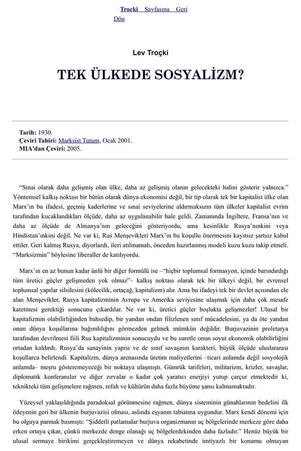 Tek Ülkede Sosyalizm kapağı