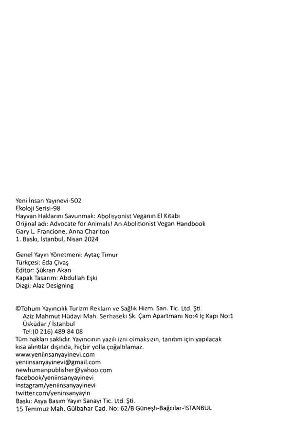 Gary Lawrence Francione Anna Charlton — Hayvan Haklarını Savunmak kapağı