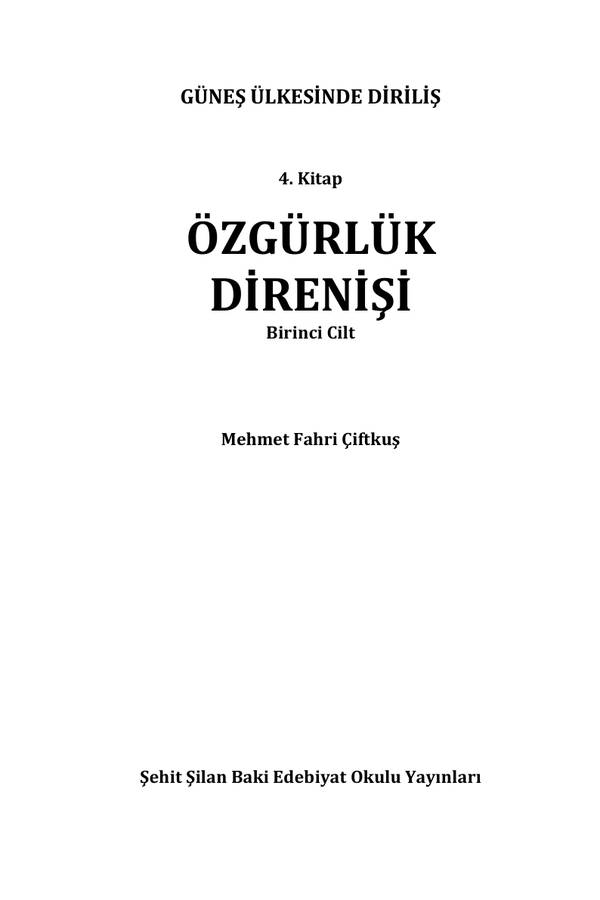 Özgürlük Direnisi — Cilt-1 kapağı