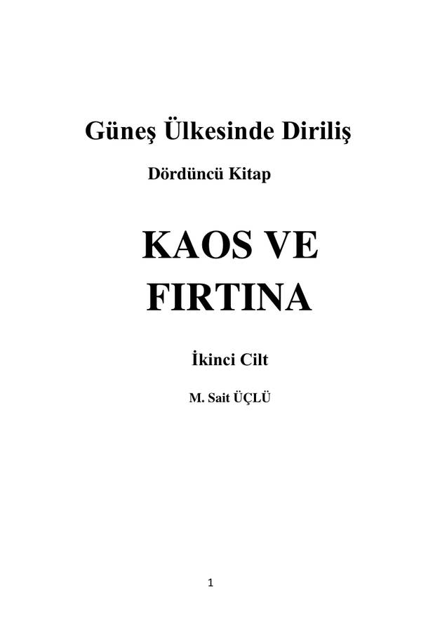 Kaos ve Fırtına — 2.cilt kapağı