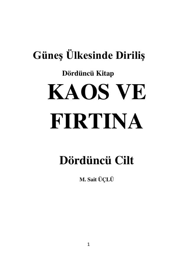 Kaos ve Fırtına - 4.cilt kapağı