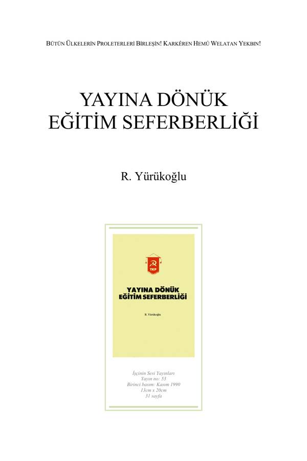 Eğitim Seferberliği — R. Yürükoğlu kapağı