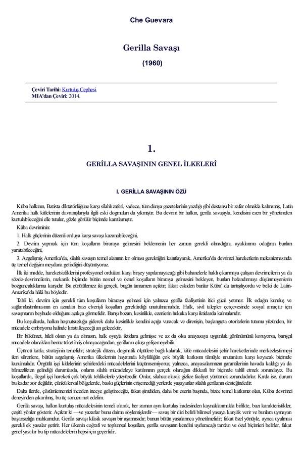 Gerilla Savaşı(1960) — Che Guevara kapağı