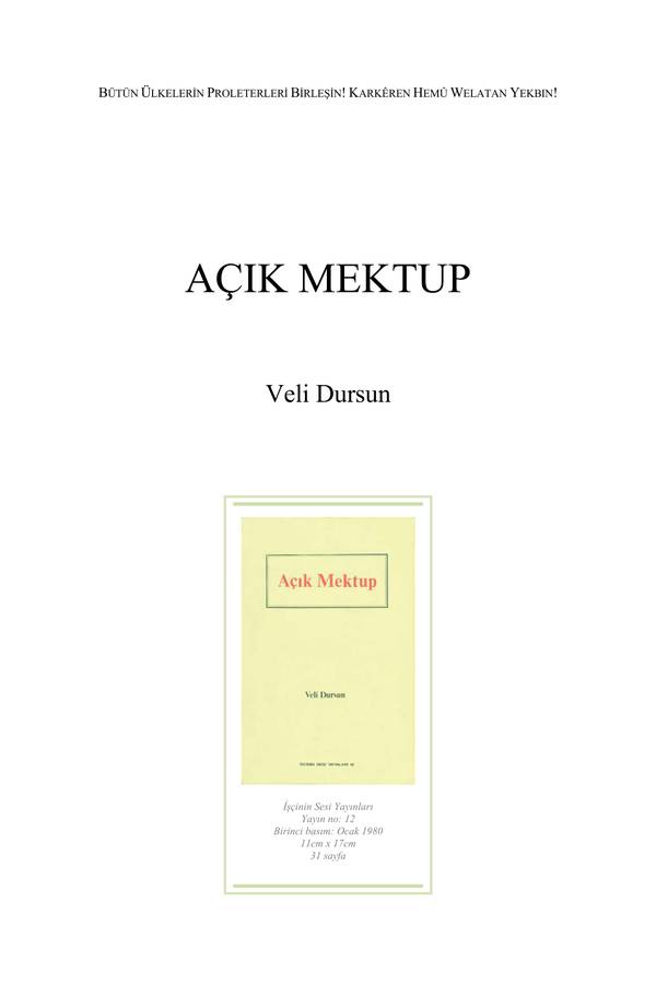 Açık Mektup — Veli Dursun kapağı